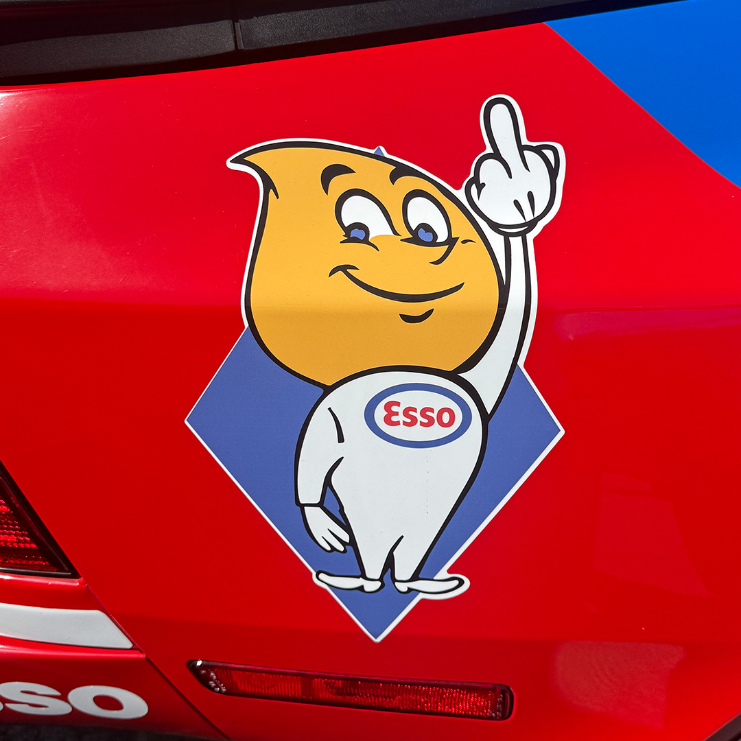 Esso Oil Drop Man Service Station Bird Vintage IMSA racing sticker Porsche - Image 2