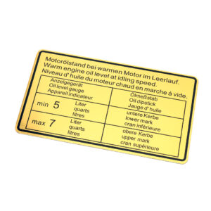 901-006-504-01 Engine Oil Level Decal, Black Border Fits Porsche 911 1969-1972