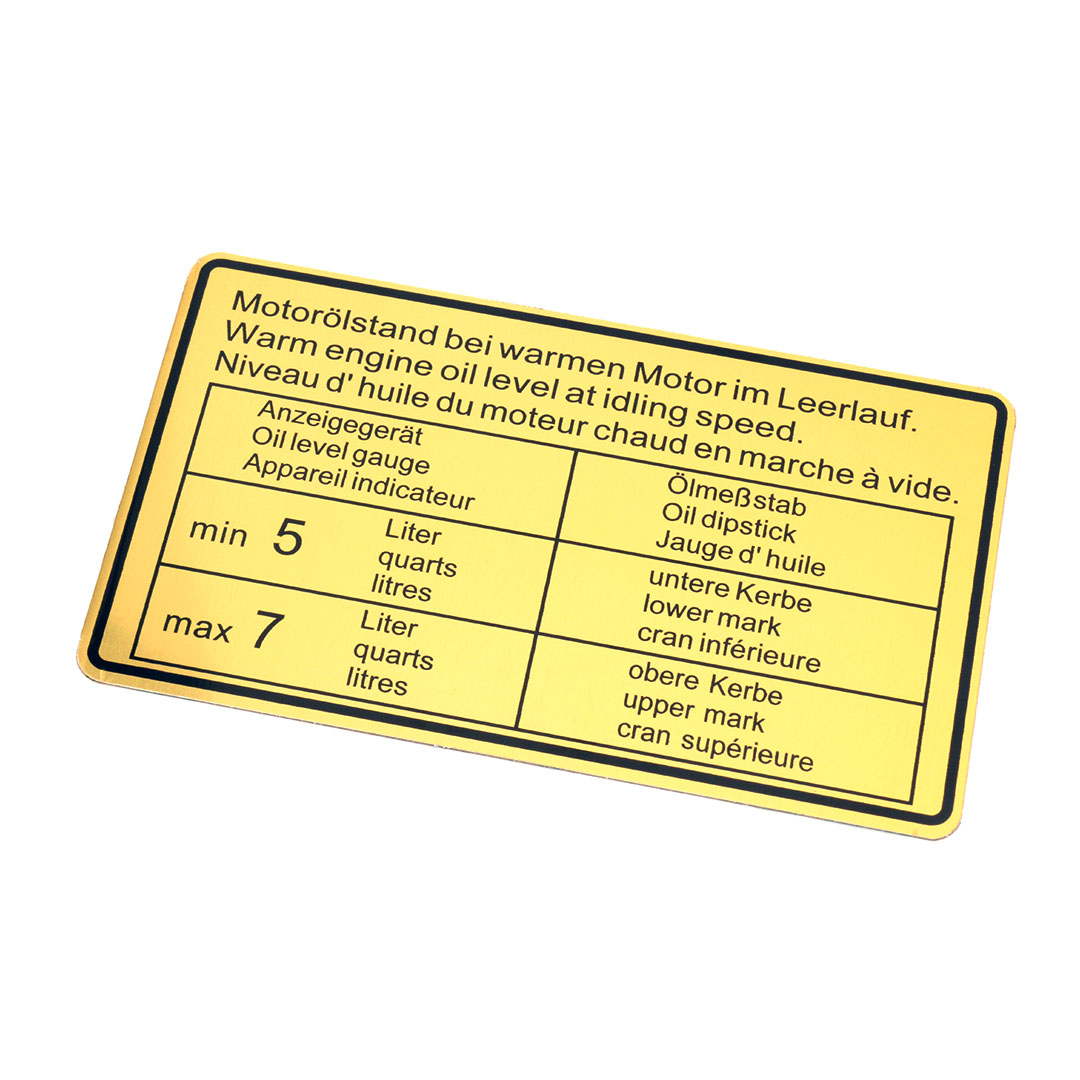 901-006-504-01 Engine Oil Level Decal, Black Border Fits Porsche 911 1969-1972
