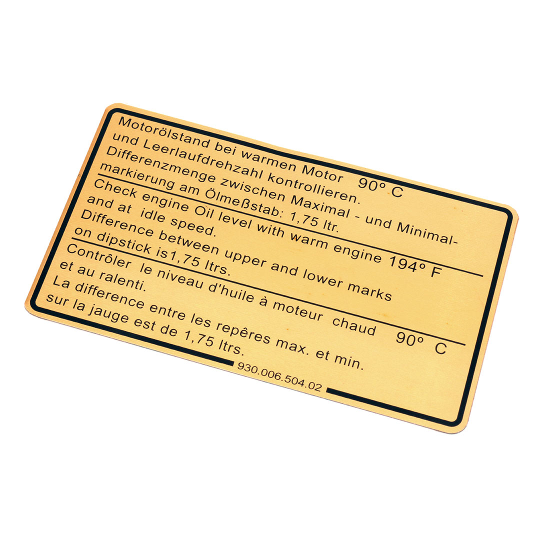 930-006-504-02 Engine Oil Level Decal Fits Porsche 911 1981-1989