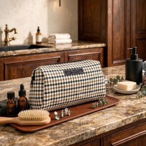 The Art of Driving Whiskey Pepita Toiletry Bag — Built for the Drive